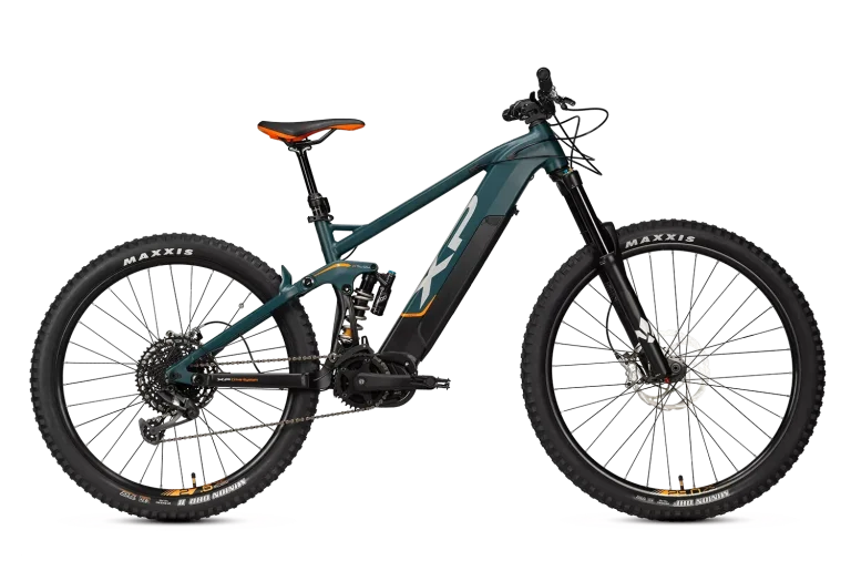 XP X-FLOW RACE 2 MTB E-Bike vista laterale completa con assetto mullet