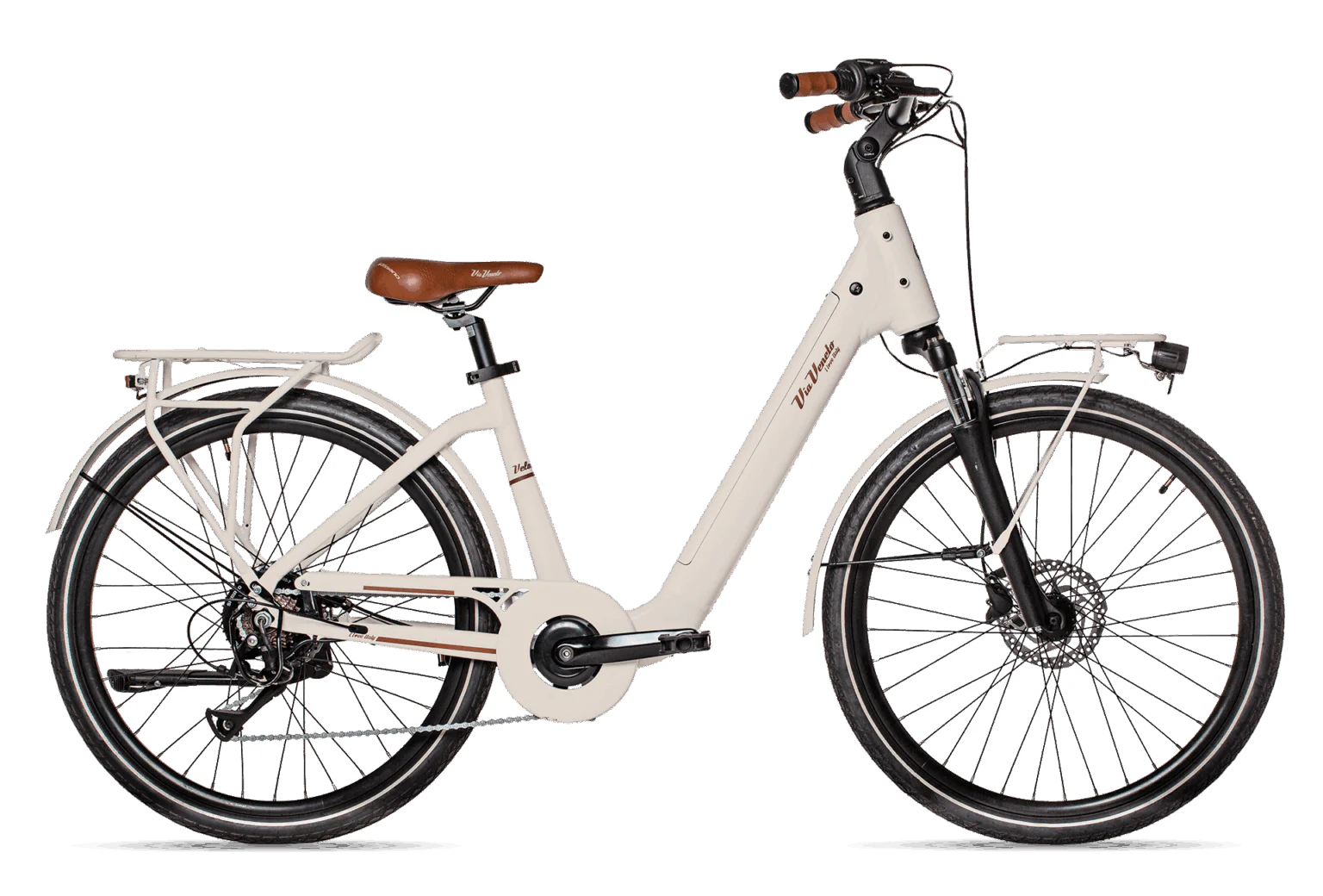 Amata E-Bike Lady city bike elettrica vintage vista laterale colore Beige Sahara